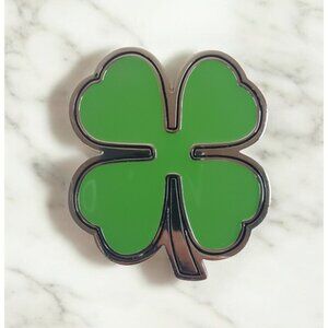 Four Leaf Clover Shamrock Belt Buckle Silver Tone Green Enamel St.Patricks Day